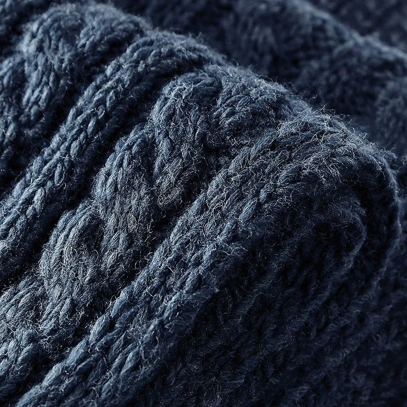 Cable Knit Melange Scarf | BLACK