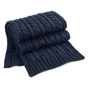 Cable Knit Melange Scarf | NAVY