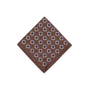 Chocolate Brown Printed  Linen Pocket Square