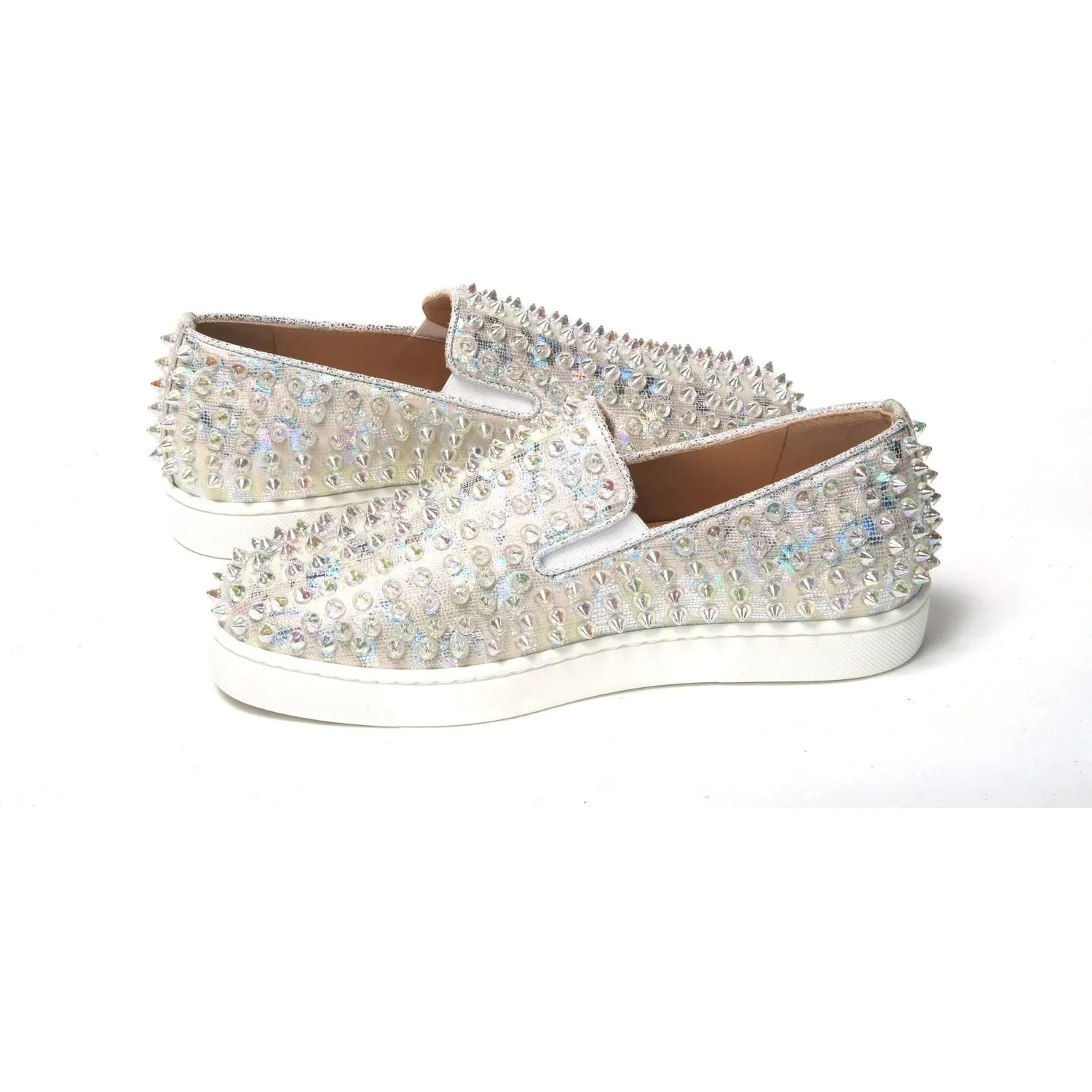 Christian Louboutin White Ab/Clear Ab Roller Boat Woman Flat Sneaker