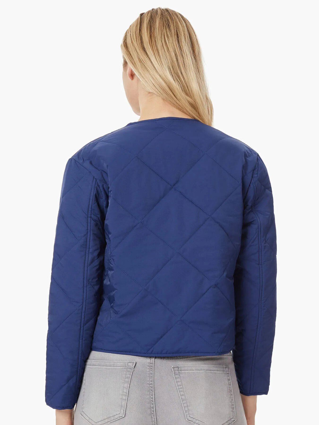 Collarless Quilted Jacket