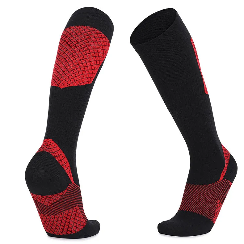 Compression Thickened Bottom Long Socks-Black Red