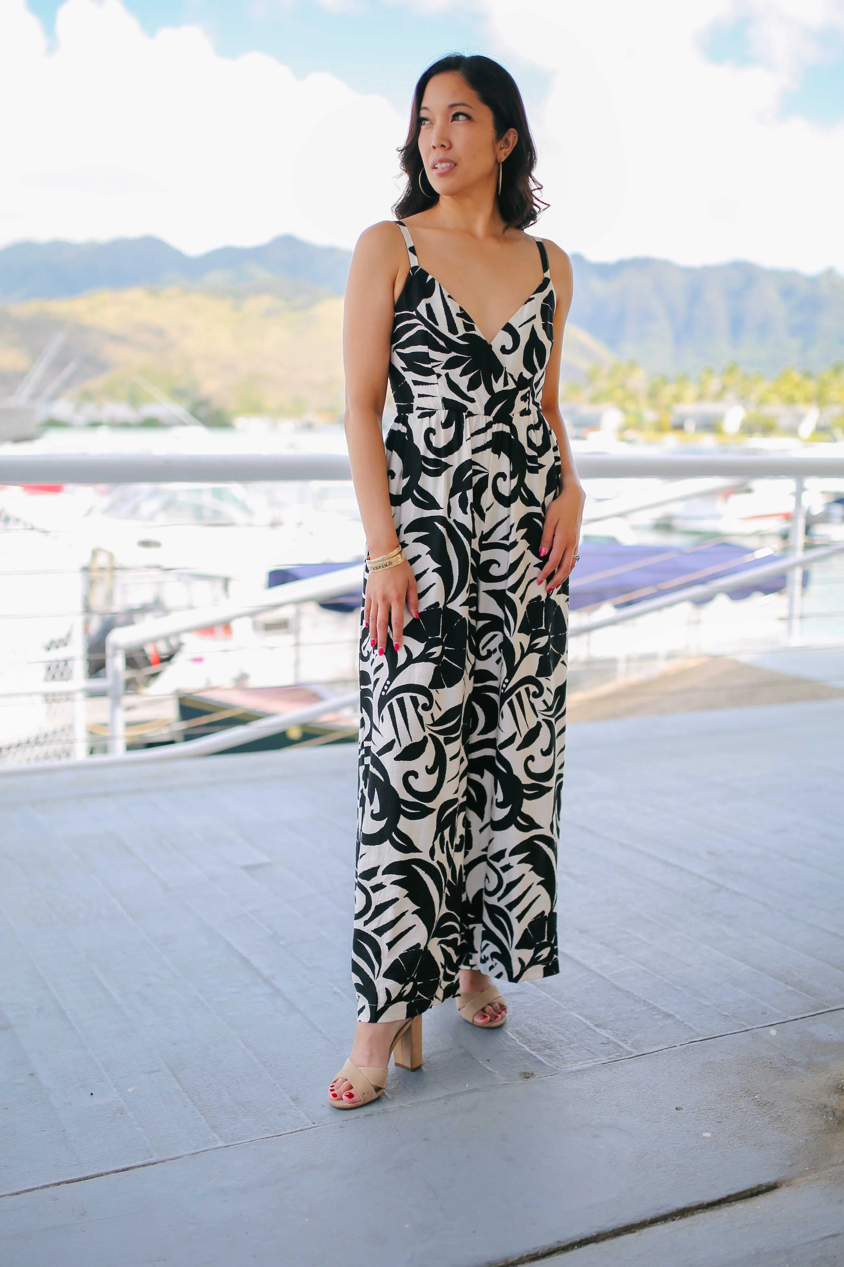 Contrast Print Jumpsuit