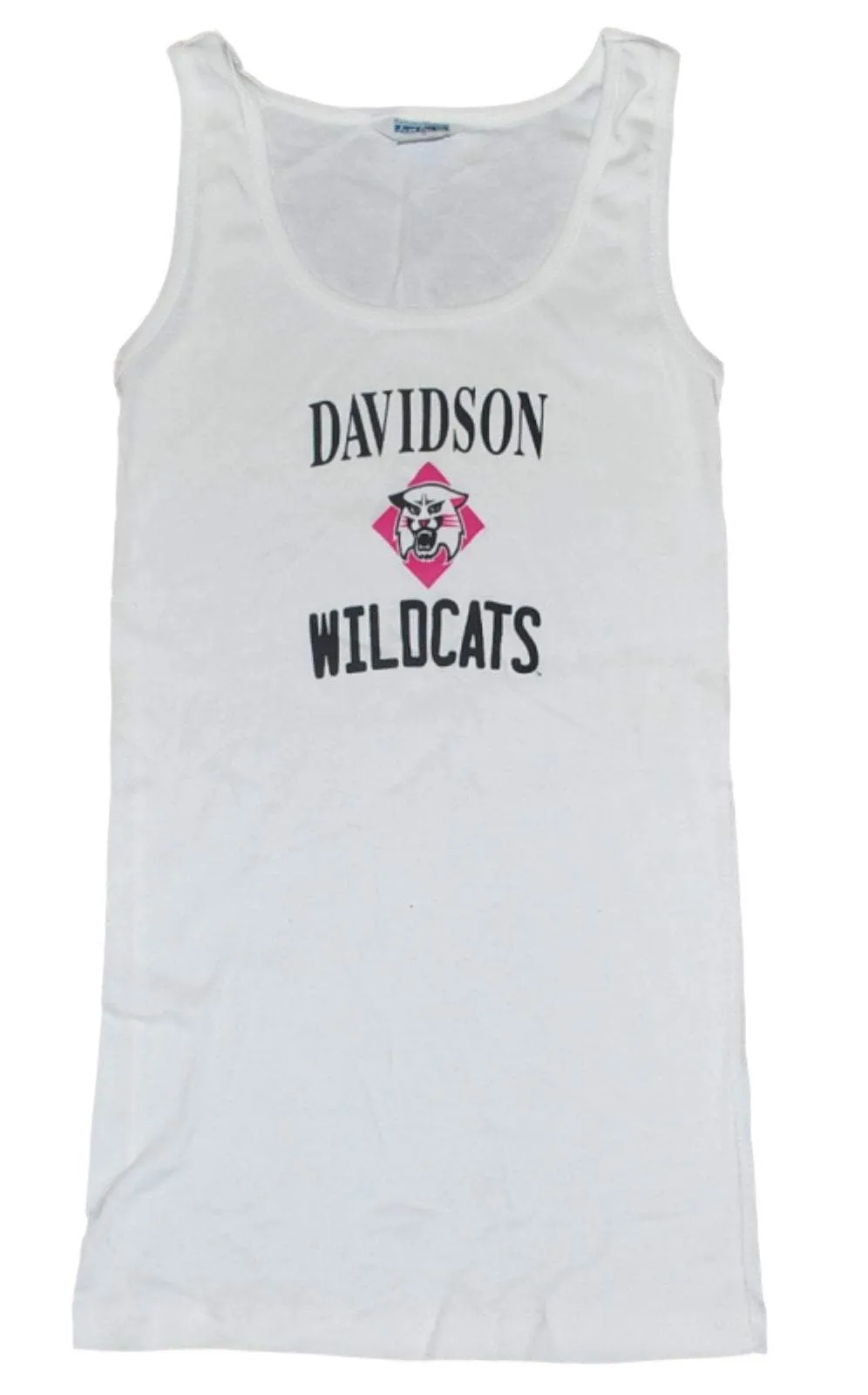 Davidson Wildcats The Cotton Exchange Women White Black Pink Tank Top (M)