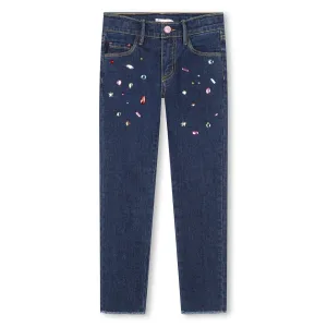 Denim Blue Bedazzled Denim Trousers