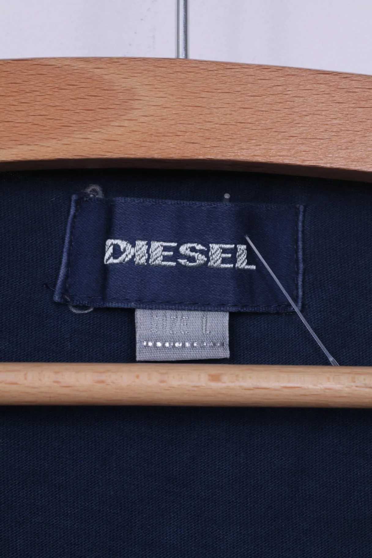 Diesel Boys L 14 Age Graphic Shirt Navy Long Sleeve Cotton Henley Top