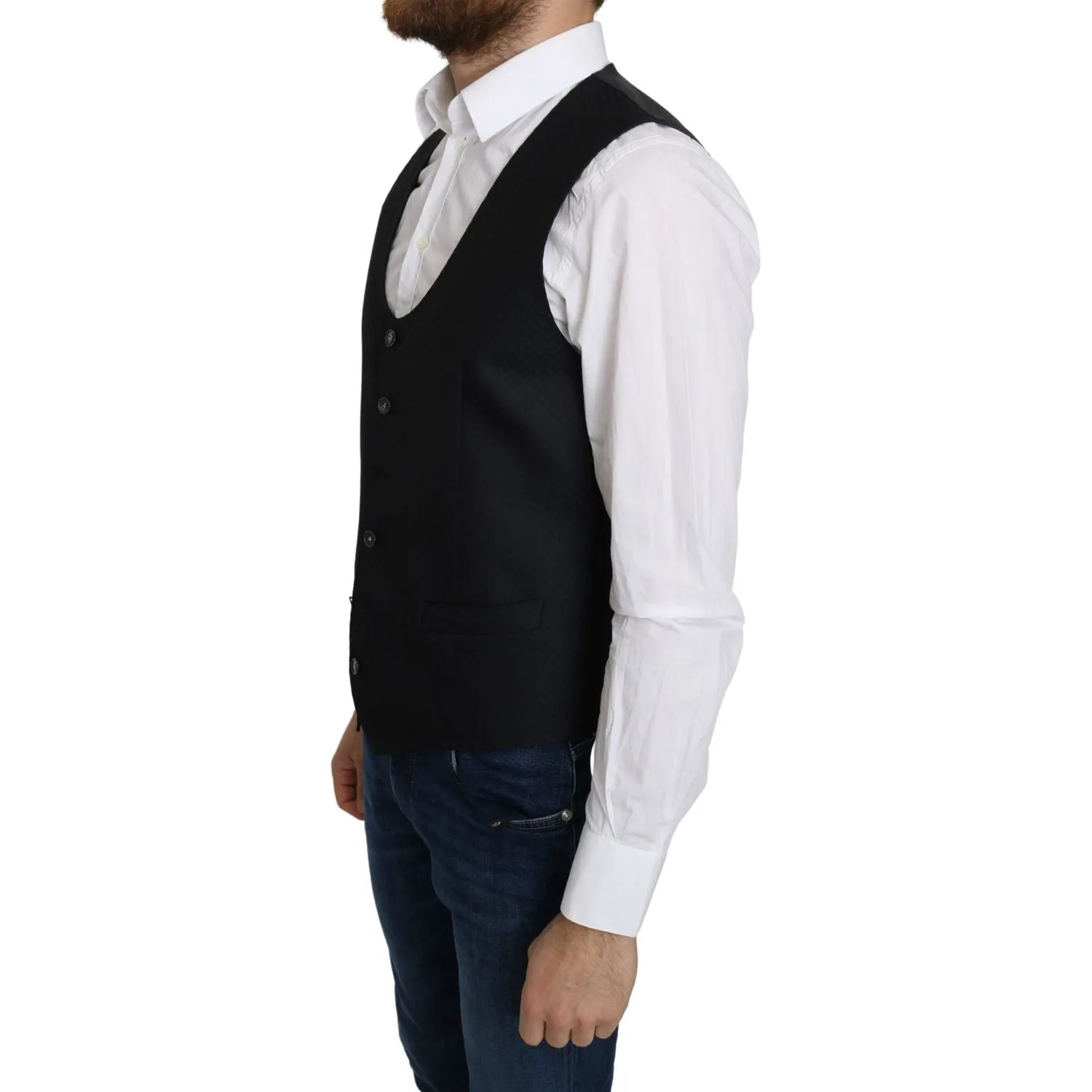 Dolce & Gabbana Elegant Blue Silk-Blend Formal Vest