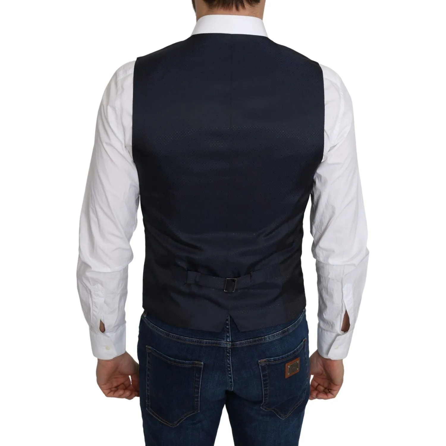 Dolce & Gabbana Elegant Blue Silk-Blend Formal Vest