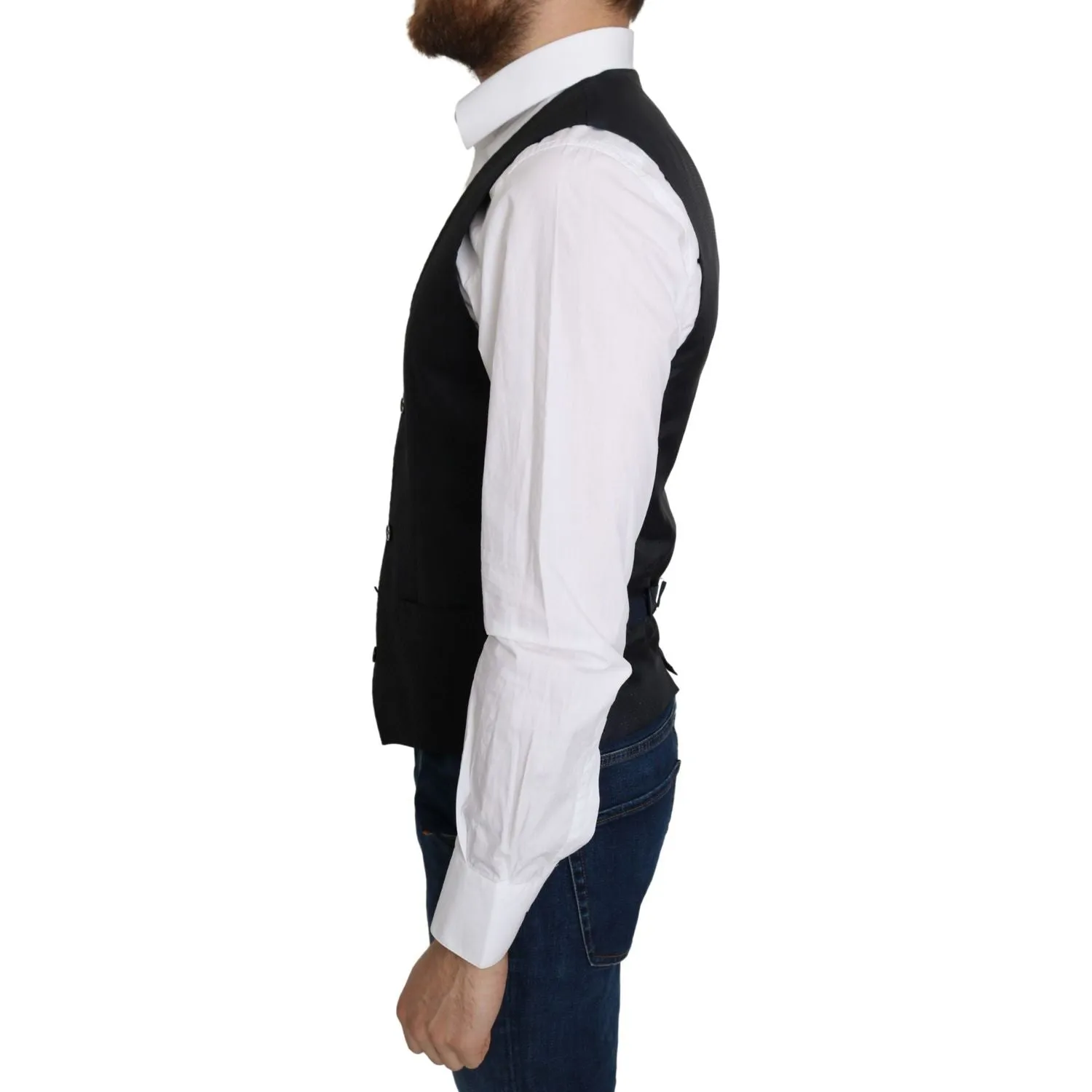 Dolce & Gabbana Elegant Blue Silk-Blend Formal Vest