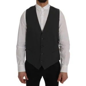 Dolce & Gabbana Elegant Gray Striped Waistcoat Vest