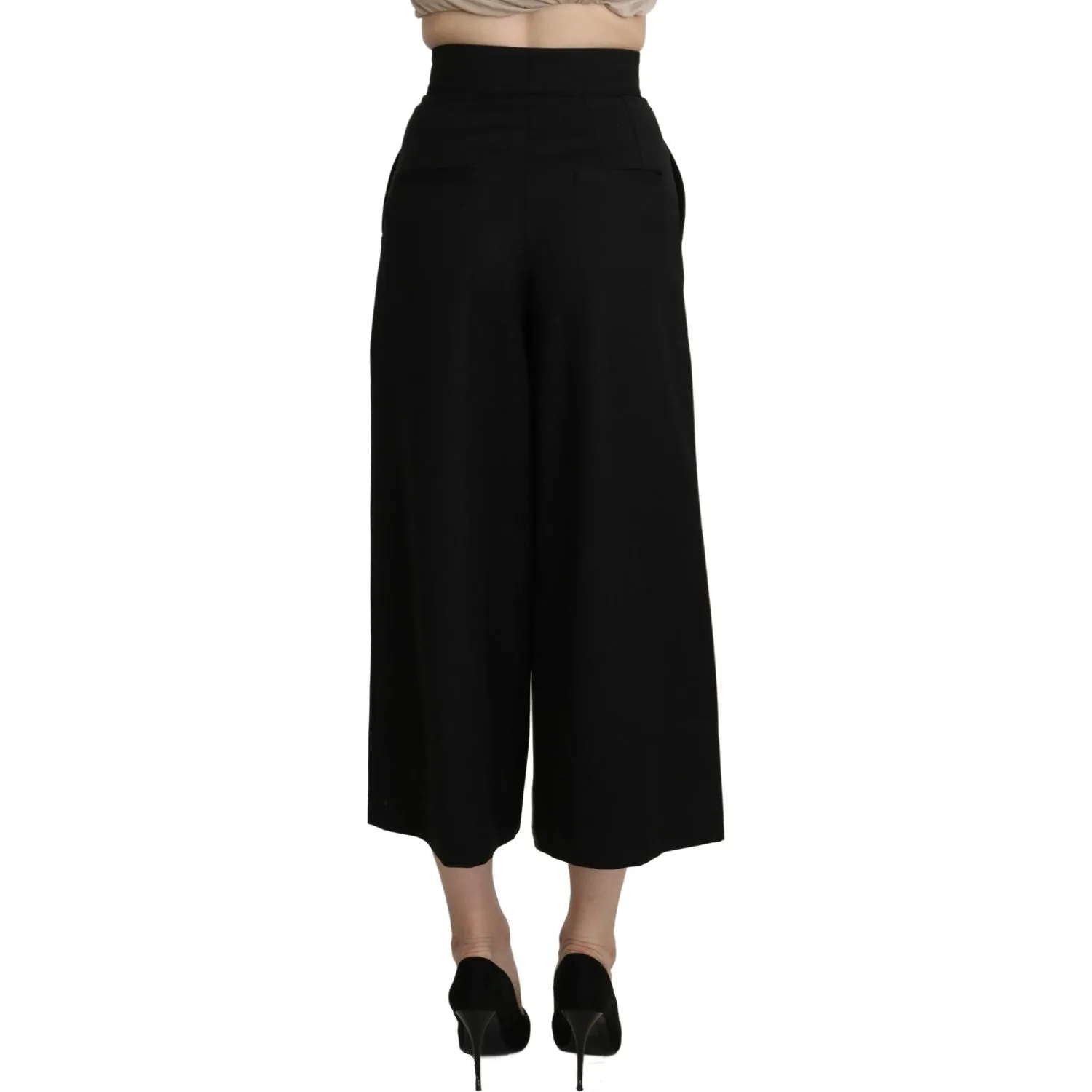 Dolce & Gabbana Elegant High Waist Wide Leg Virgin Wool Trousers