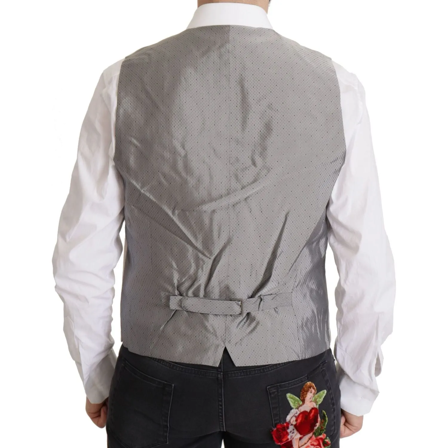 Dolce & Gabbana Elegant Light Gray Silk Blend Suit Jacket Set