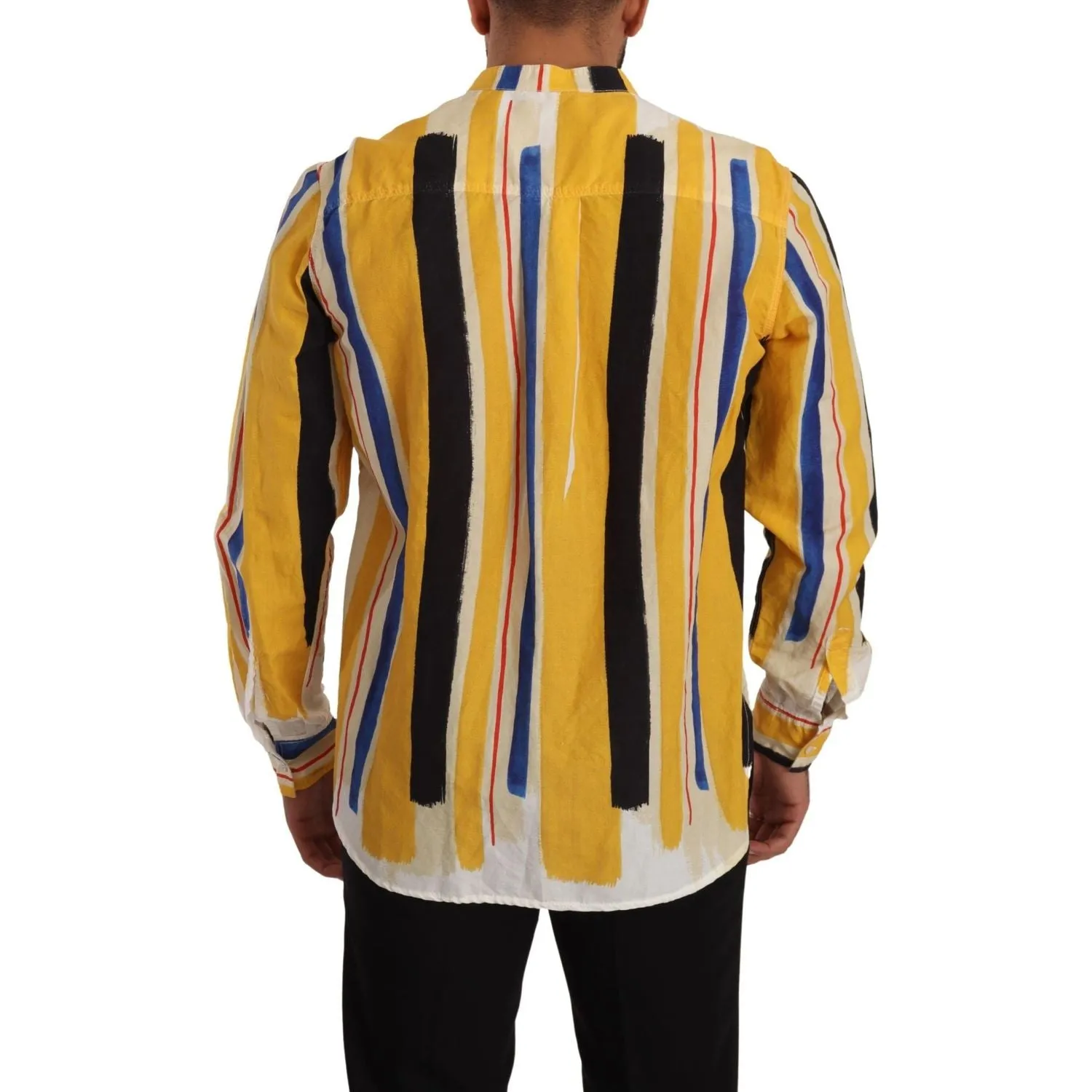 Dolce & Gabbana Elegant Yellow Striped Henley Shirt