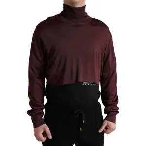 Dolce & Gabbana Maroon Turtleneck Viscose Sweater