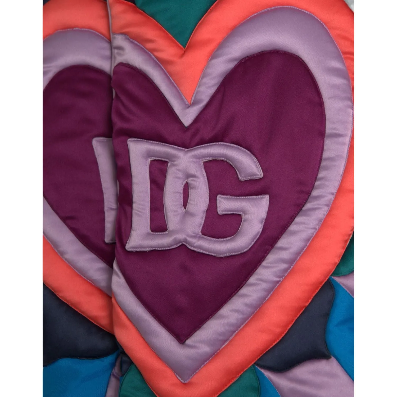 Dolce & Gabbana Multicolor Heart Logo Hooded Puffer Jacket