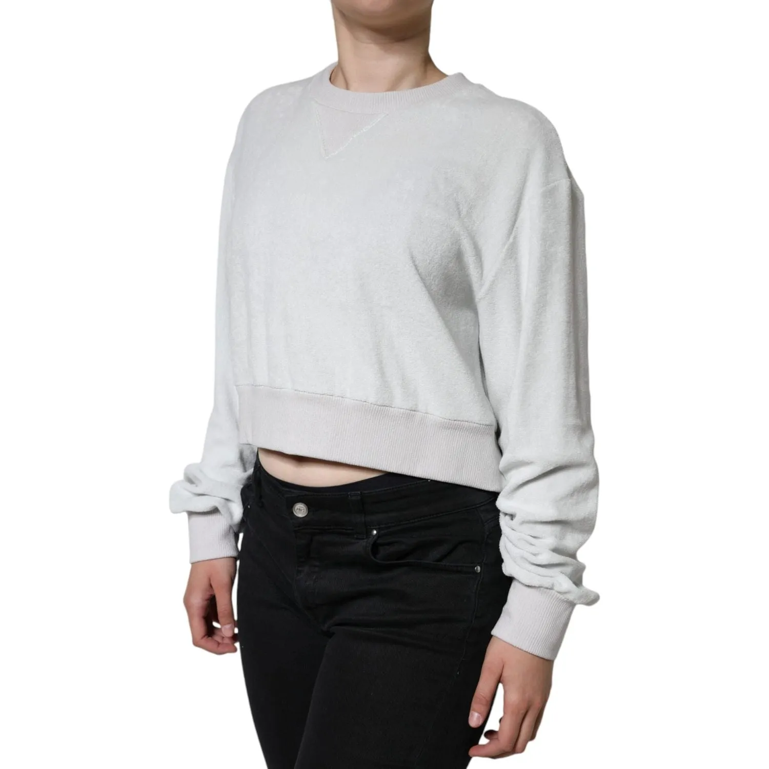 Dolce & Gabbana White Nylon Stretch Crew Neck Pullover Sweater