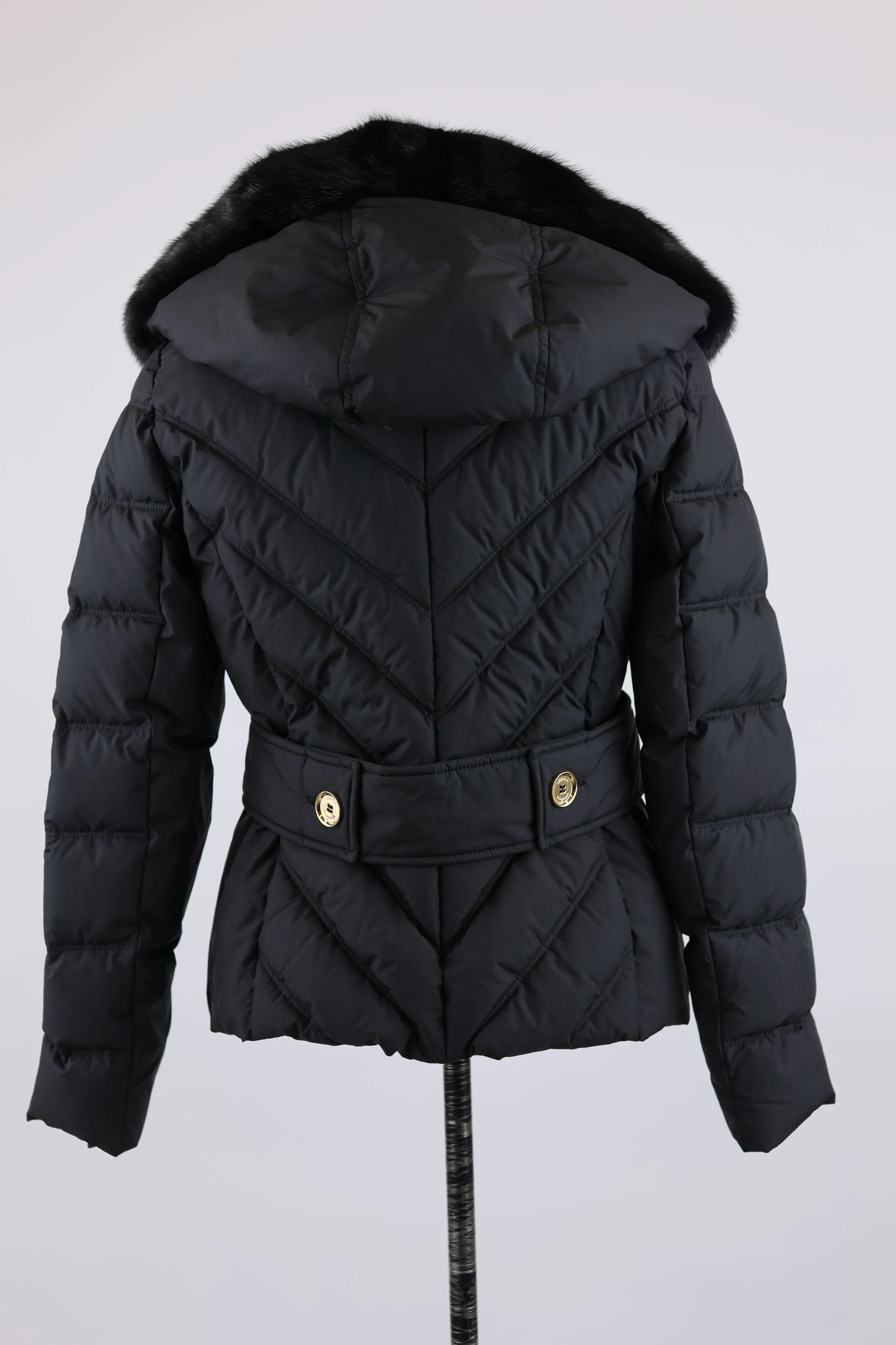 Down Puffer Jacket W/ Mink Fur Hood