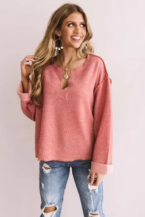 Dreams Of Snow Ribbed Shift Top In Pink