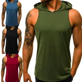 Fashion Hooded Solid Color Vest Undershirt