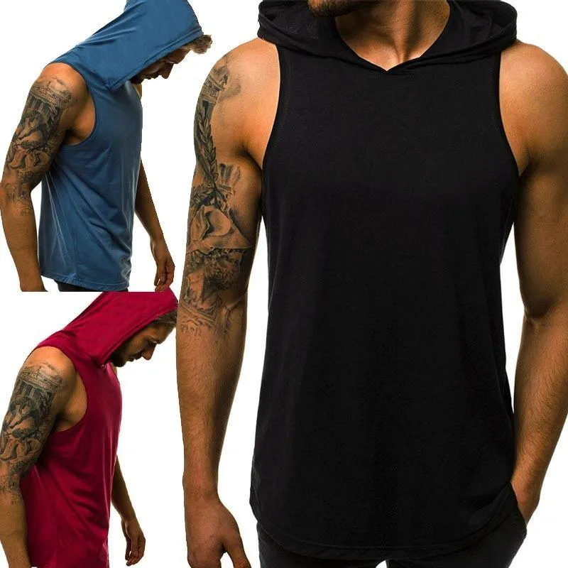 Fashion Hooded Solid Color Vest Undershirt