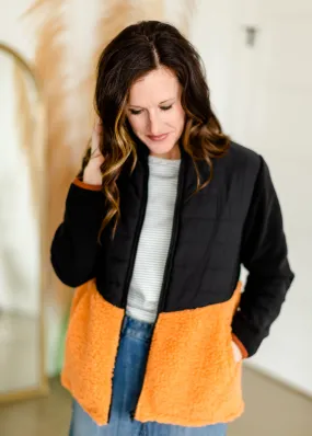 Faux Fur Zip Up Padded Jacket - FINAL SALE