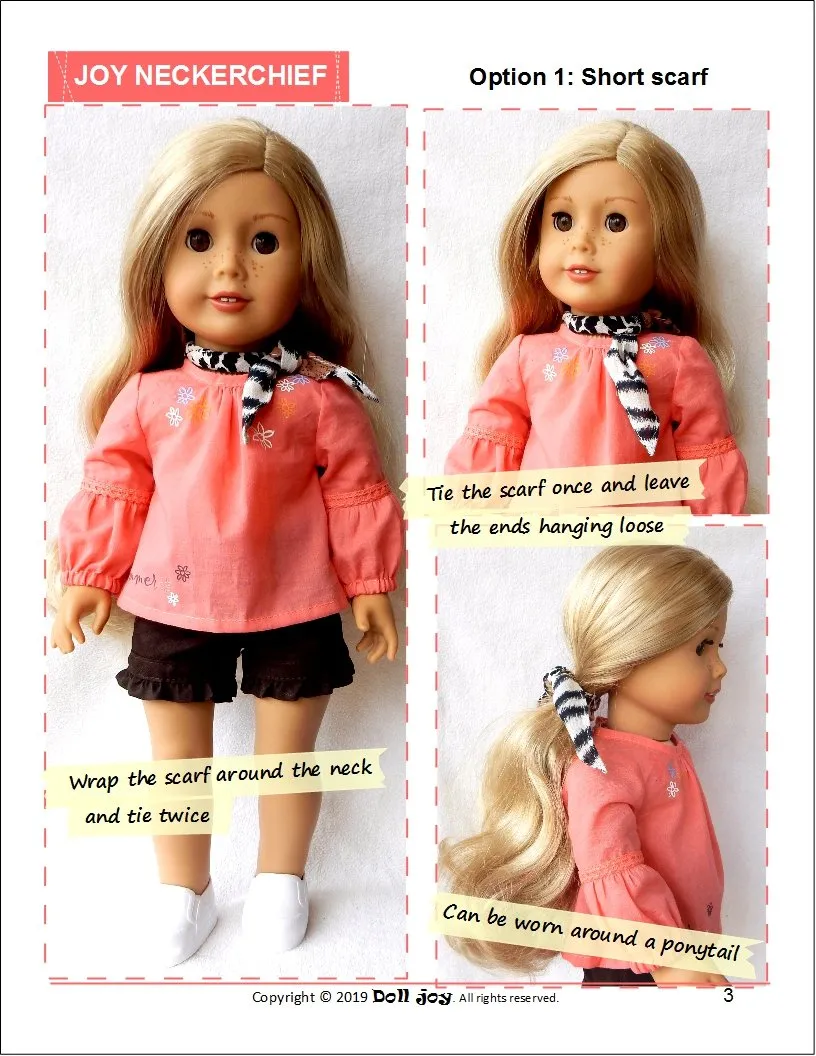 FREE Joy Neckerchief 18" Doll Clothes Pattern