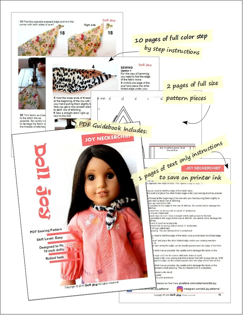 FREE Joy Neckerchief 18" Doll Clothes Pattern