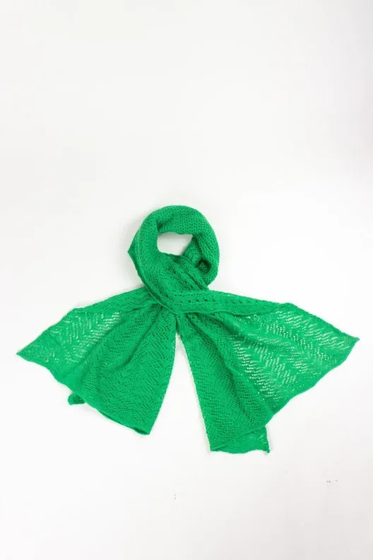 Fresh Green Knit Lace Alpaca Scarf