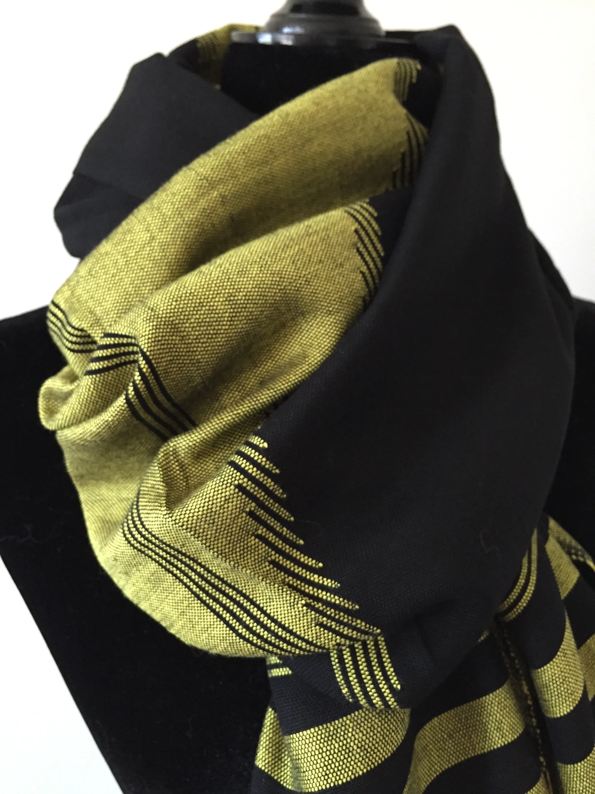 Geometric Handwoven Shawl - Black & Yellow