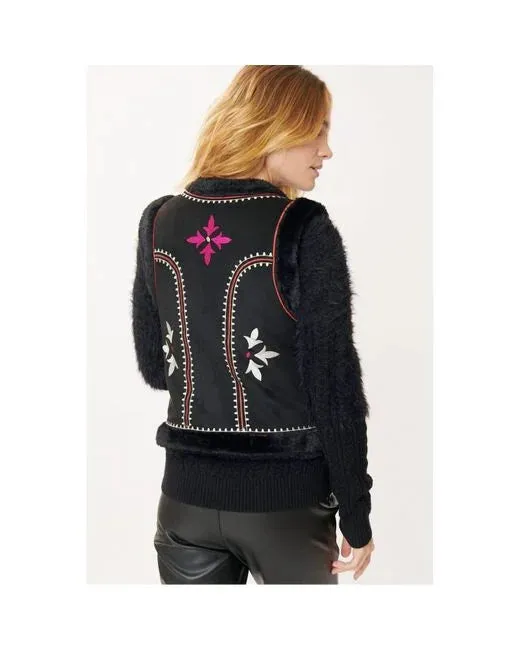 Gilet Embroidered Vest-Black