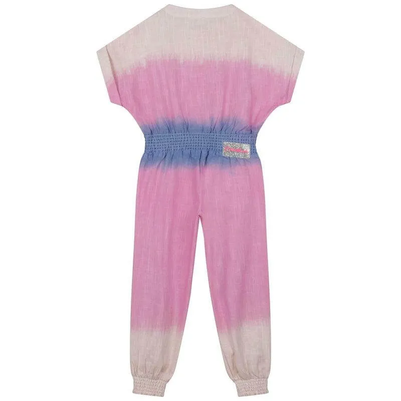 Girls Pink Tie Dye Jumpsuit