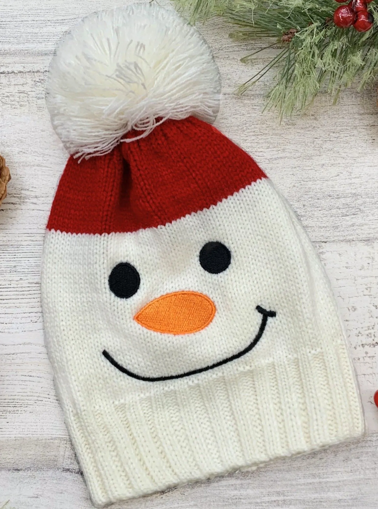 Girls Snowman Knit Bobble Hat