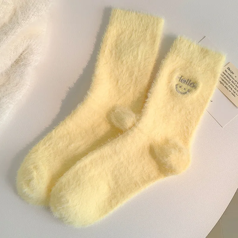 Gohobi Hello Smiling Mink Fleece Socks