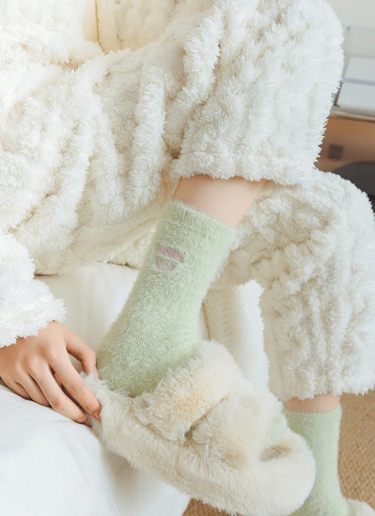 Gohobi Hello Smiling Mink Fleece Socks