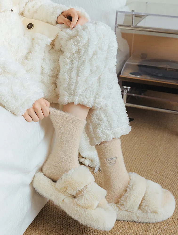 Gohobi Hello Smiling Mink Fleece Socks