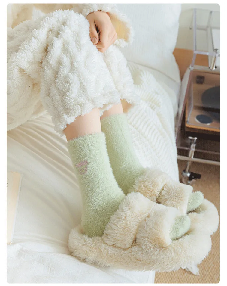 Gohobi Hello Smiling Mink Fleece Socks