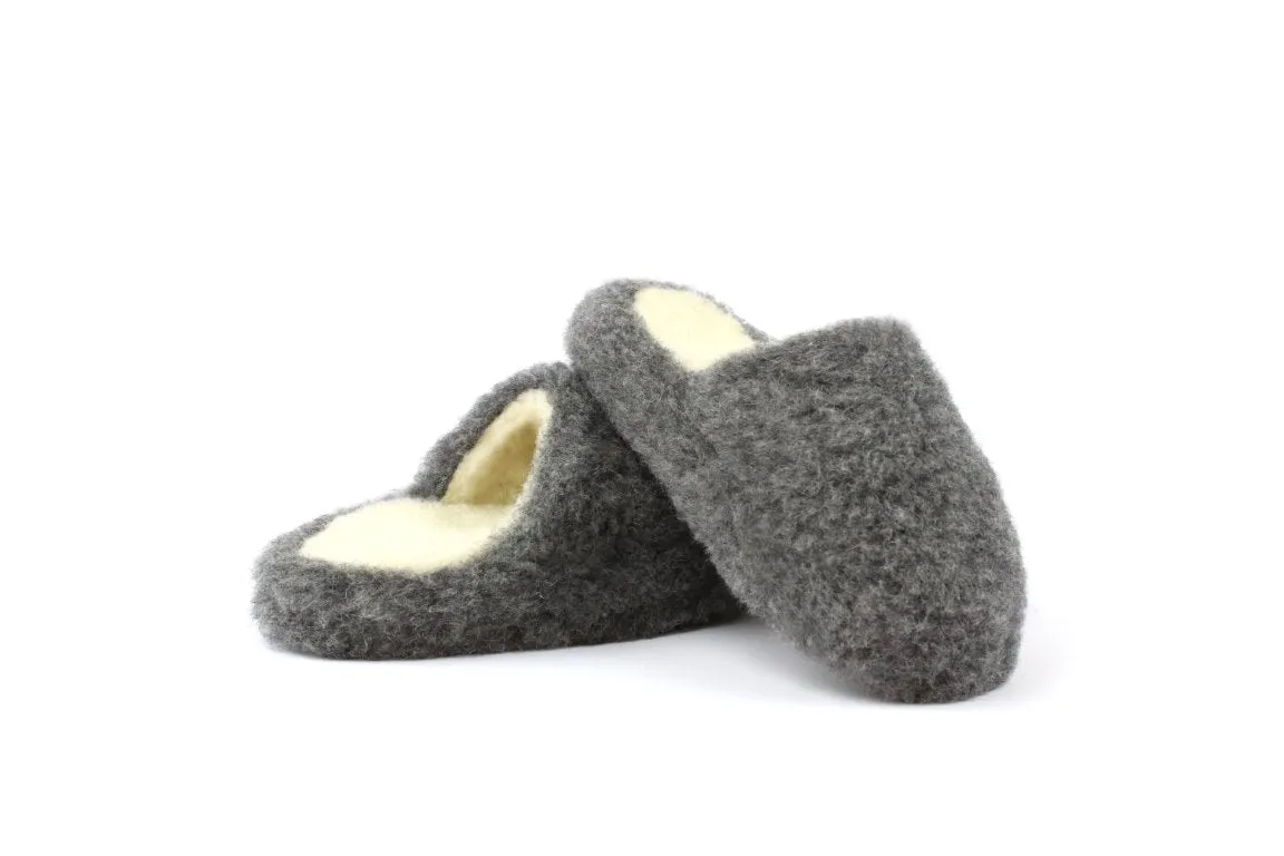 Graphite Grey Pure Irish Wool Mule Slippers