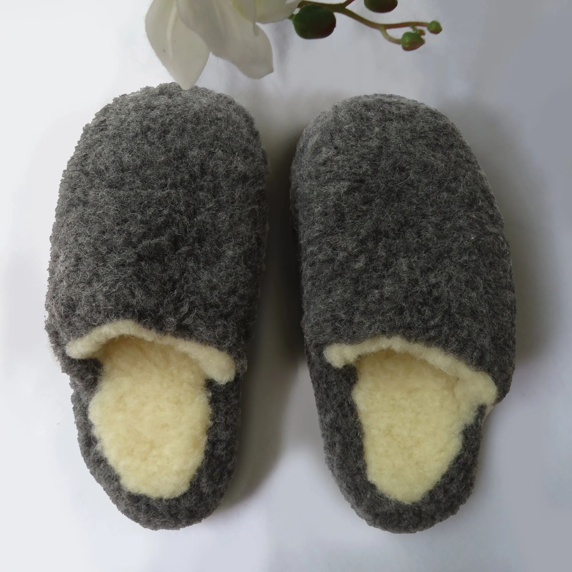 Graphite Grey Pure Irish Wool Mule Slippers