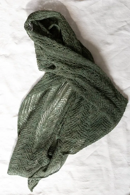 Green Knit Lace Alpaca Scarf