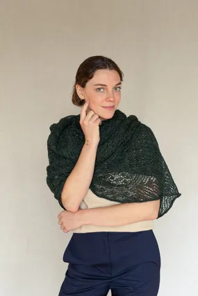 Green Knit Lace Alpaca Scarf