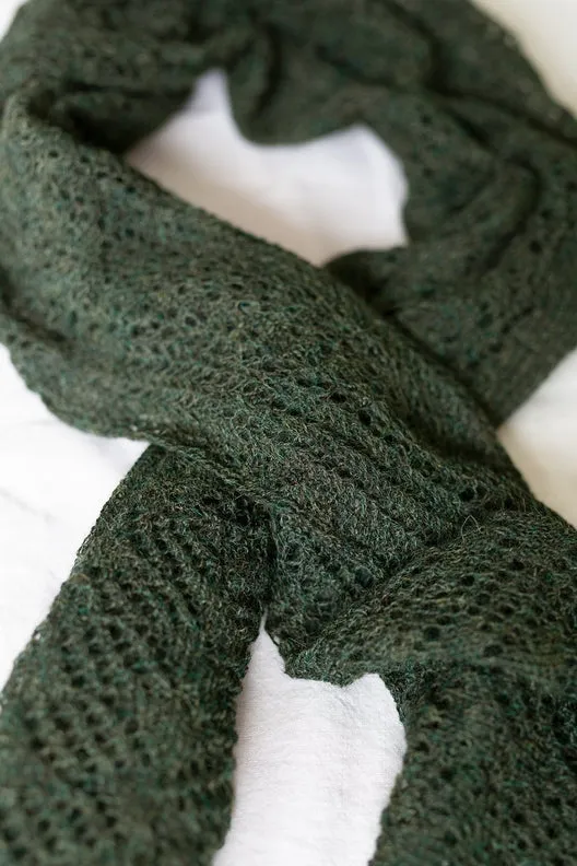 Green Knit Lace Alpaca Scarf