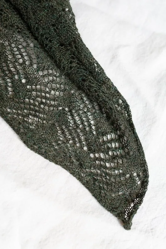 Green Knit Lace Alpaca Scarf