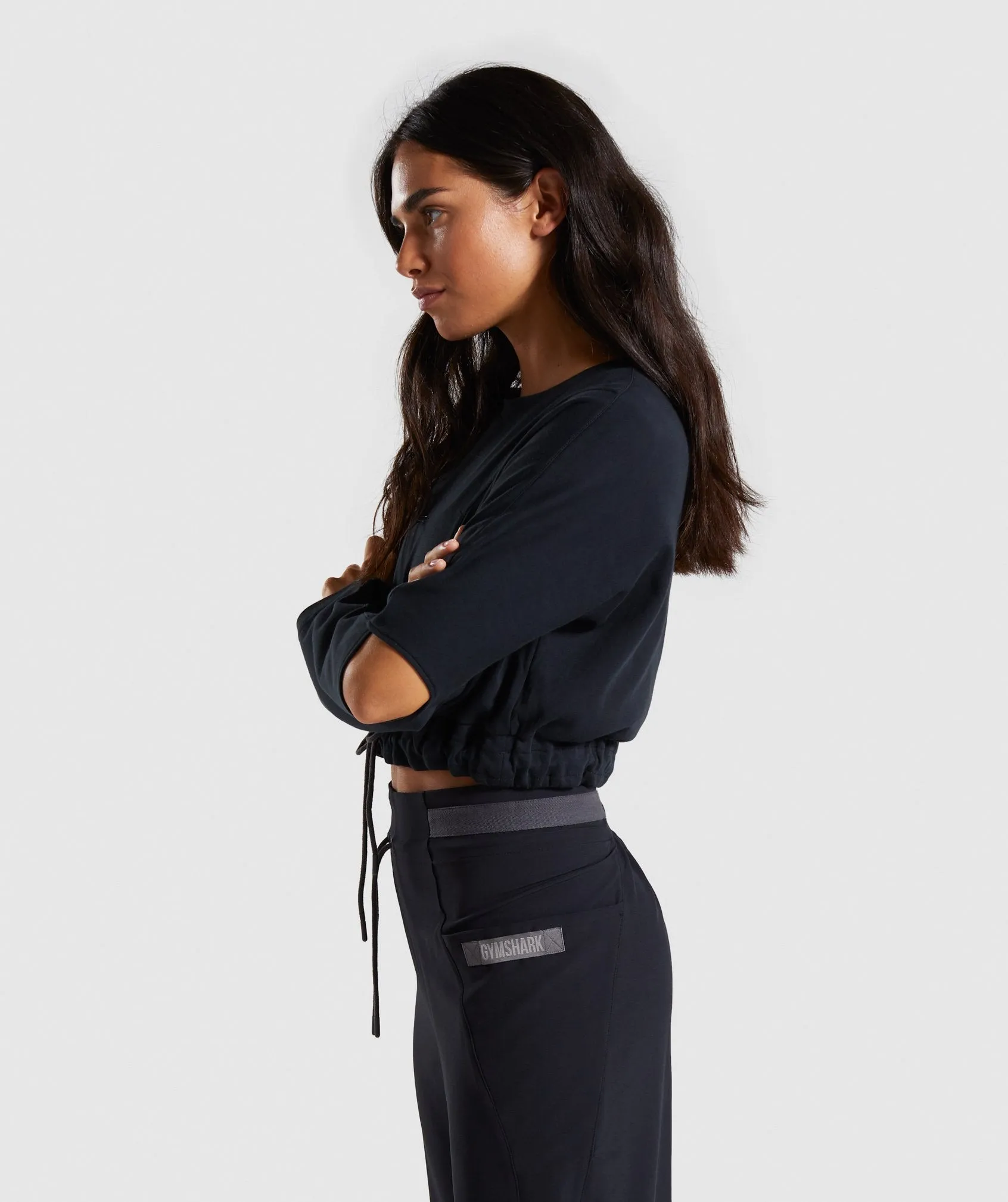 Gymshark Box Utility Cropped Sweater - Black