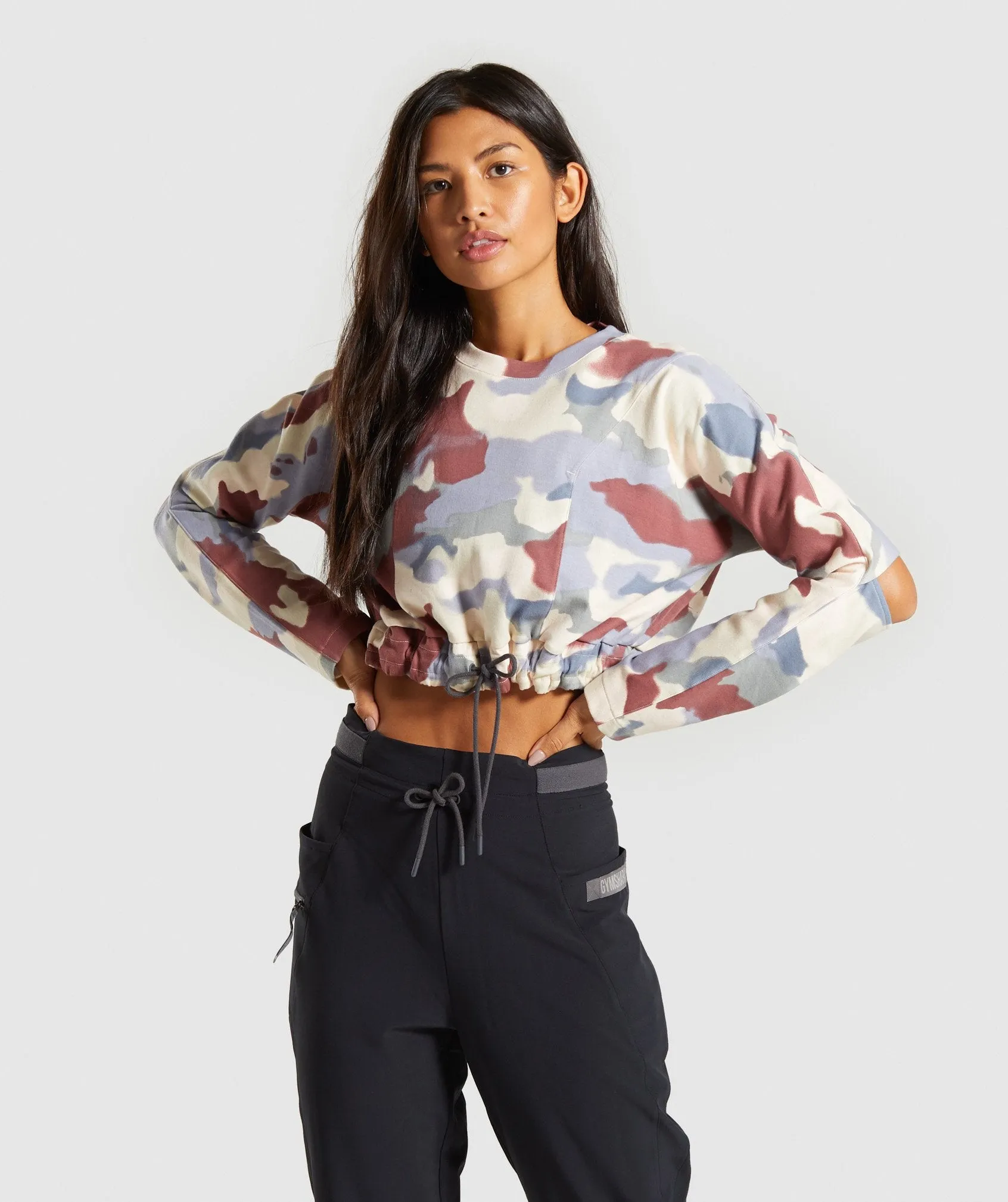 Gymshark Box Utility Cropped Sweater - Camo