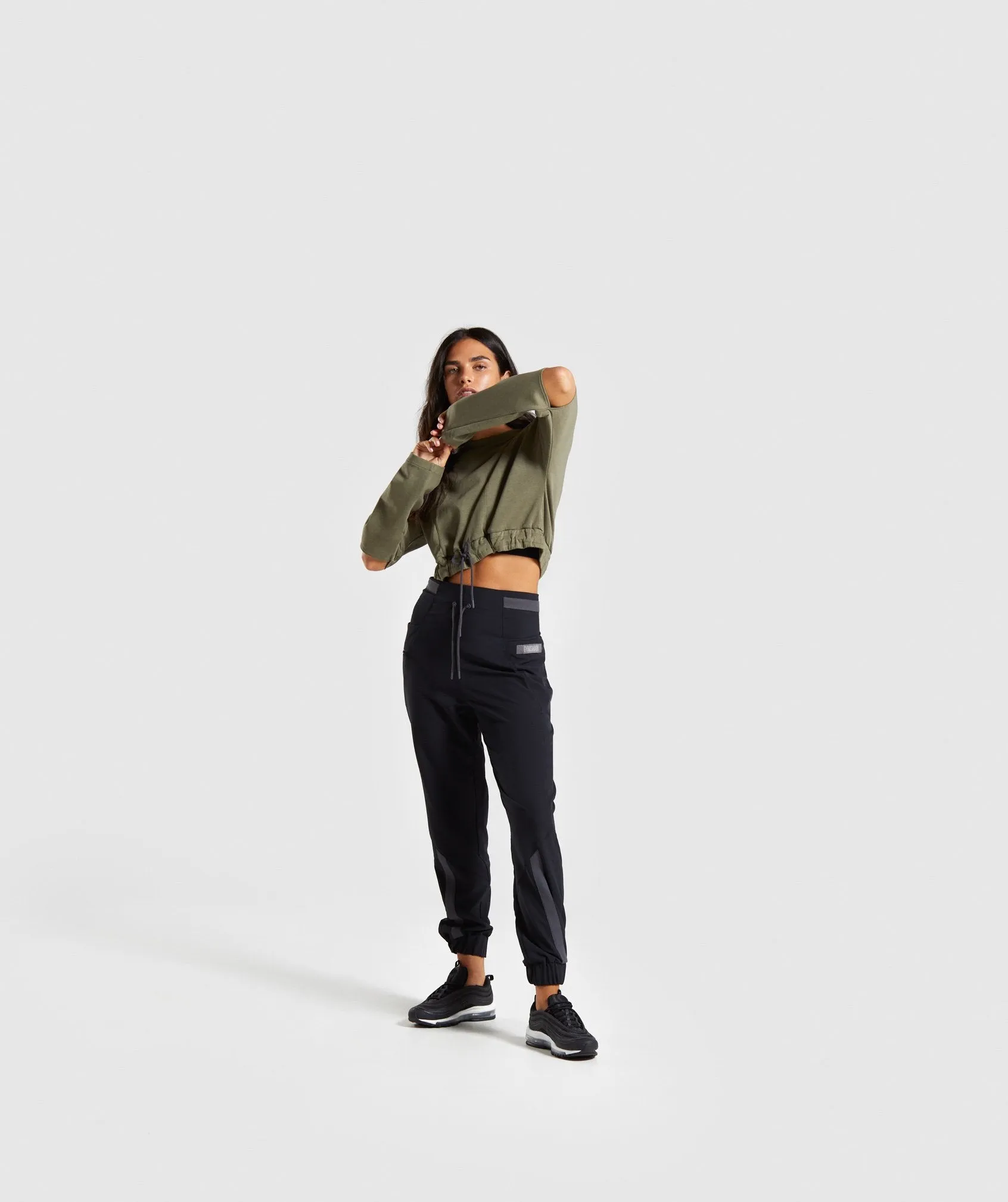 Gymshark Box Utility Cropped Sweater - Khaki