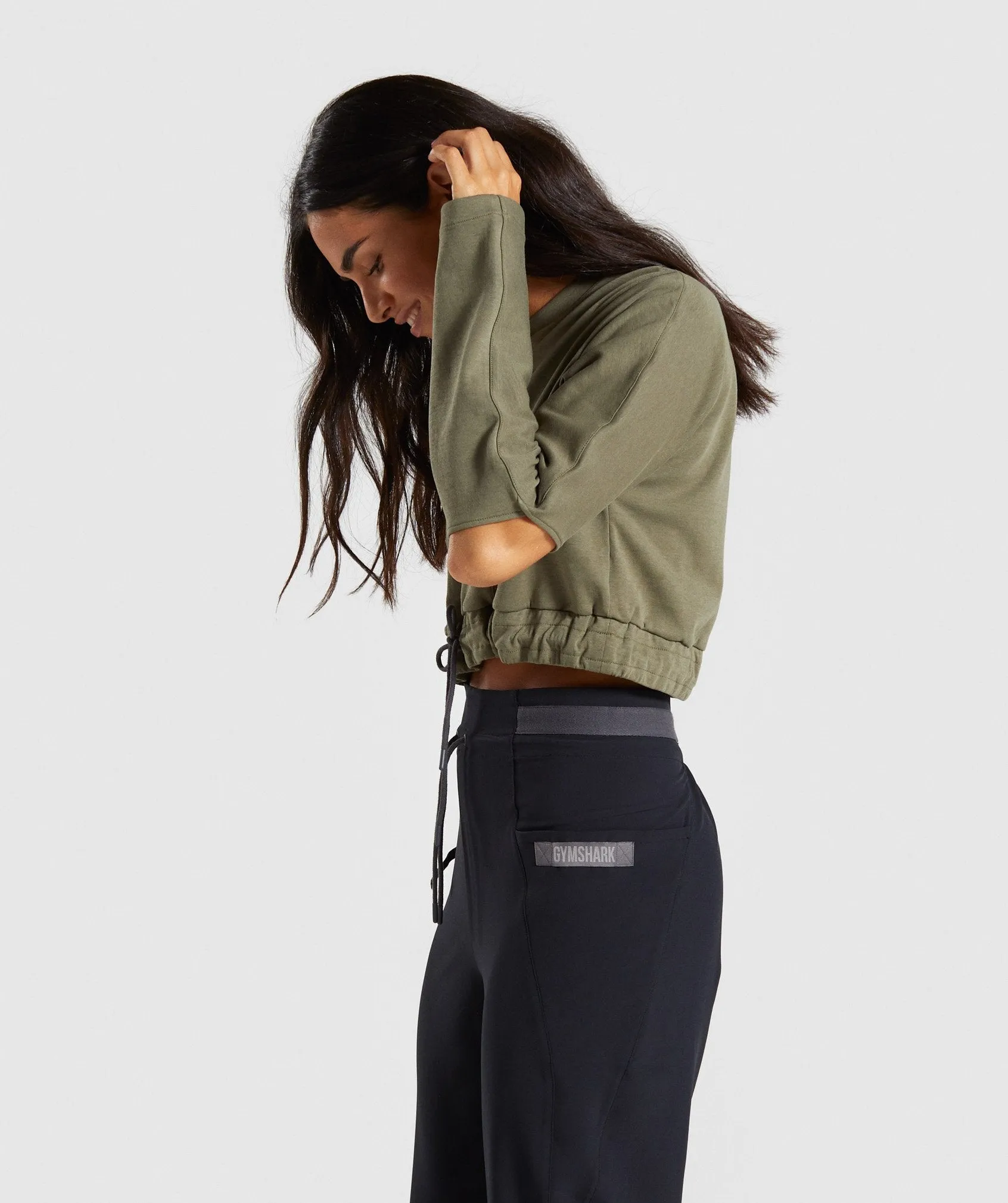 Gymshark Box Utility Cropped Sweater - Khaki