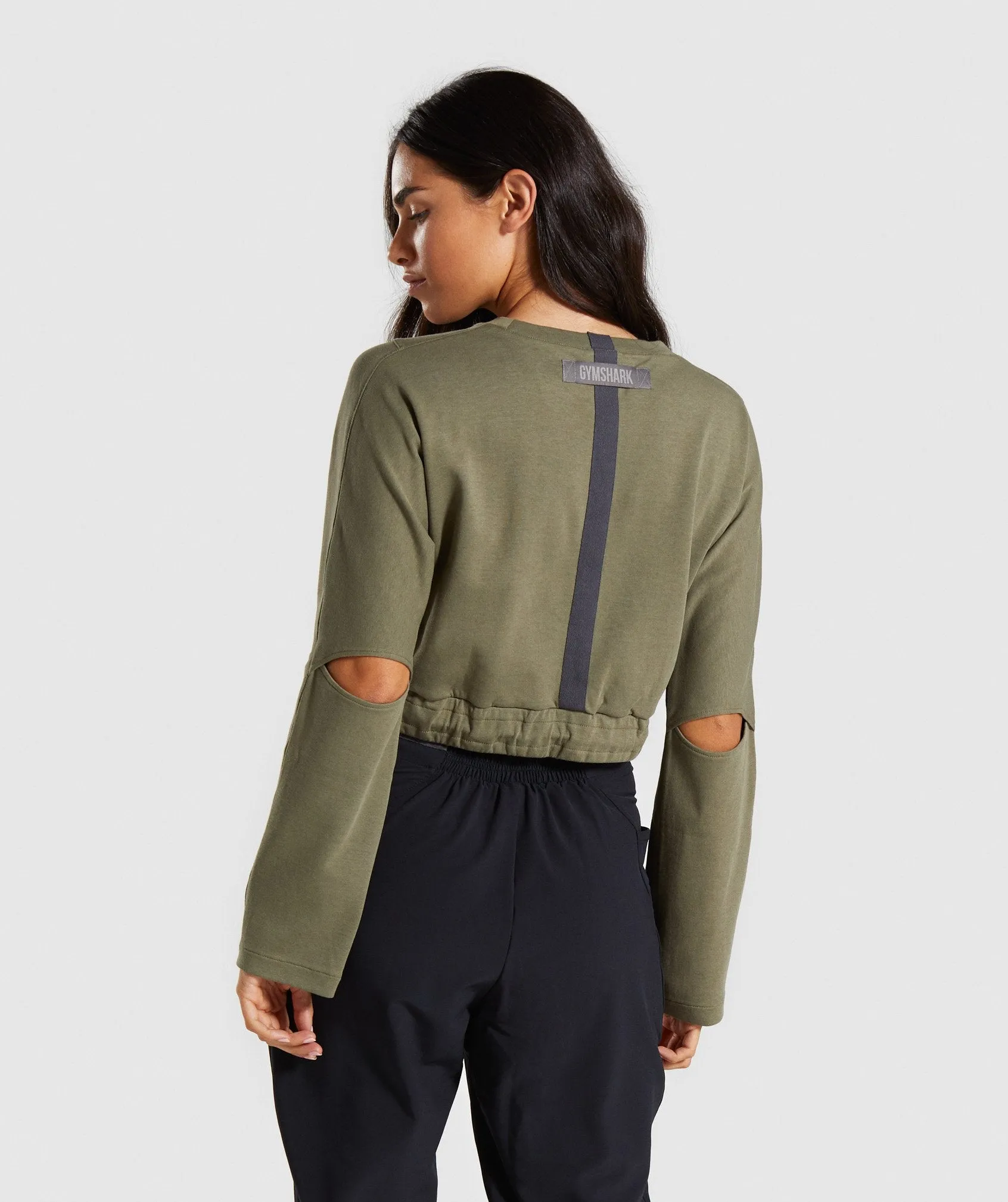 Gymshark Box Utility Cropped Sweater - Khaki