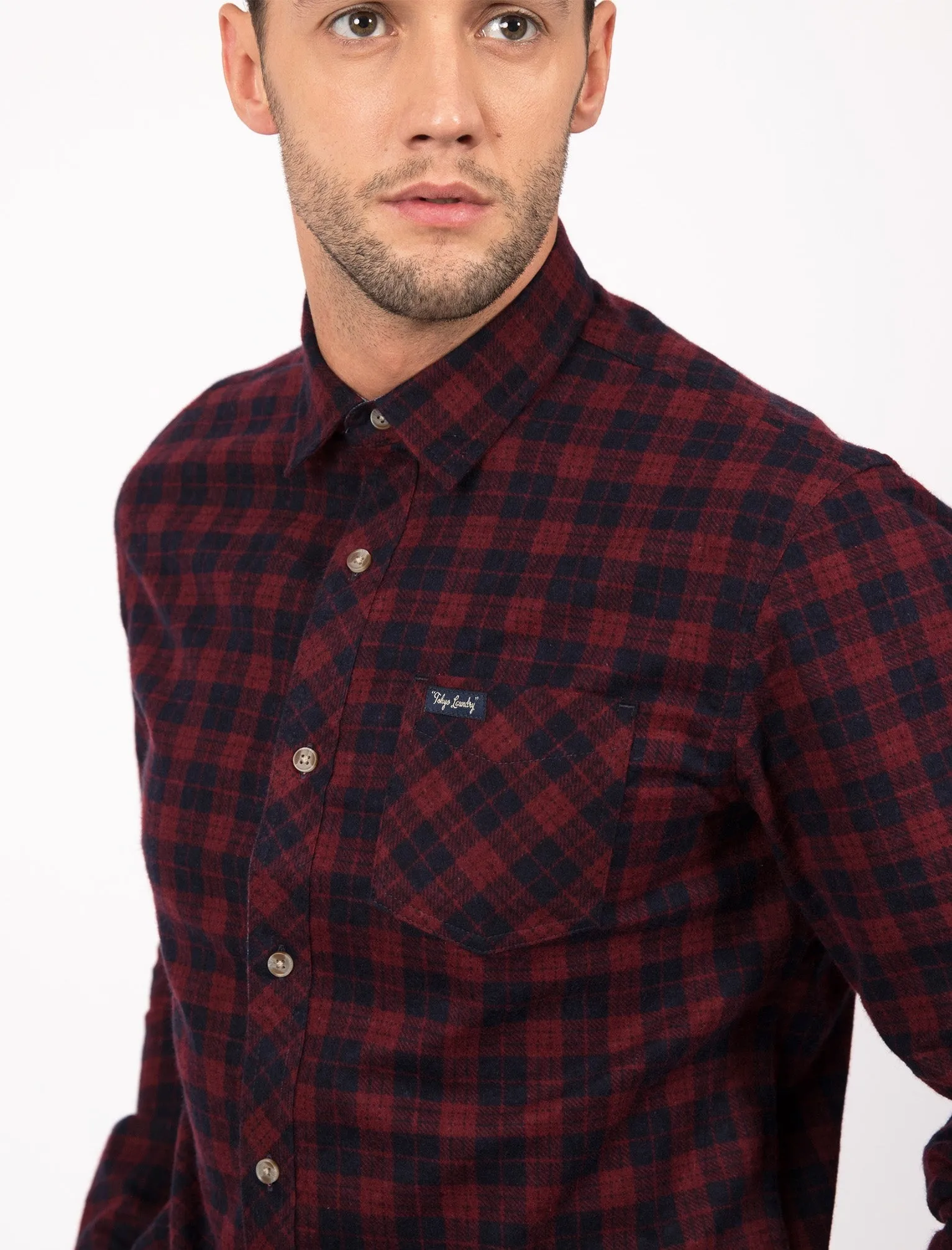 Hadleigh Checked Cotton Flannel Shirt In Red - Tokyo Laundry