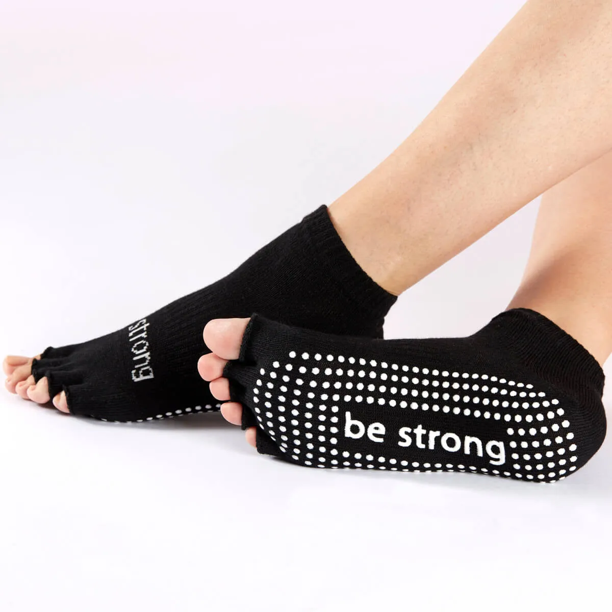 Half Toe Be Strong Grip Socks (Black/White)