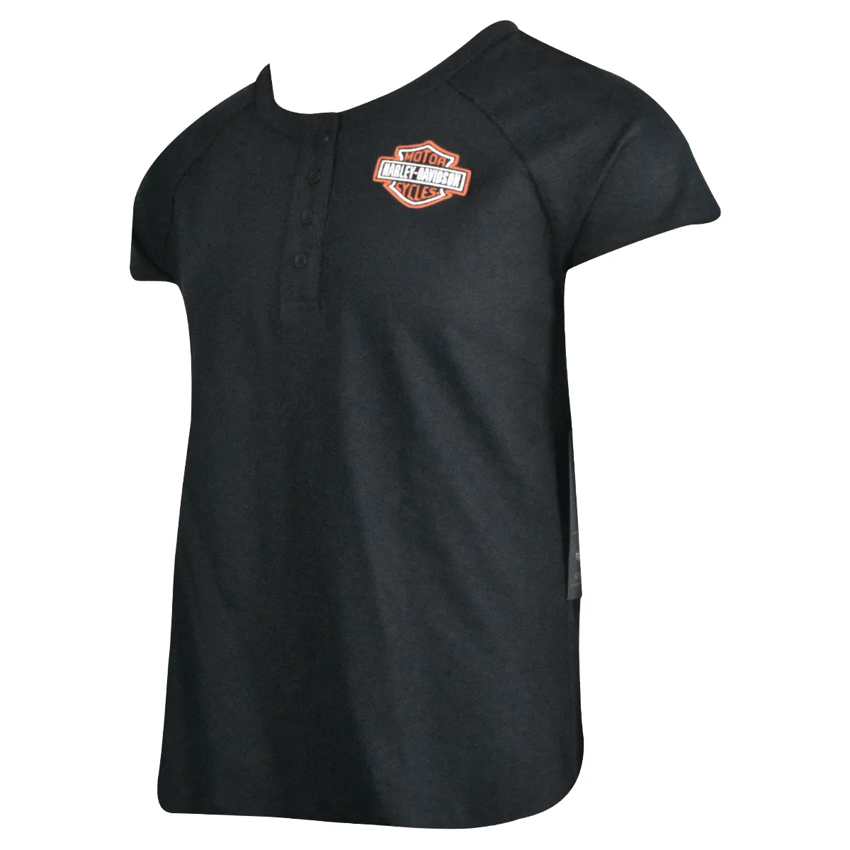 HD Branded Women's T-Shirt Black 4 Button Henley (S24)